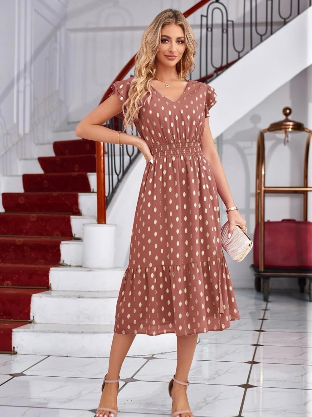 Grace Karin brick red dress NWT